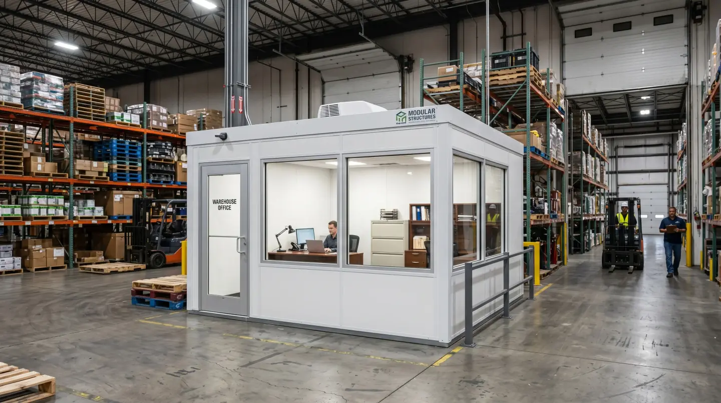 In-plant modular office system installed inside a Greater Houston warehouse