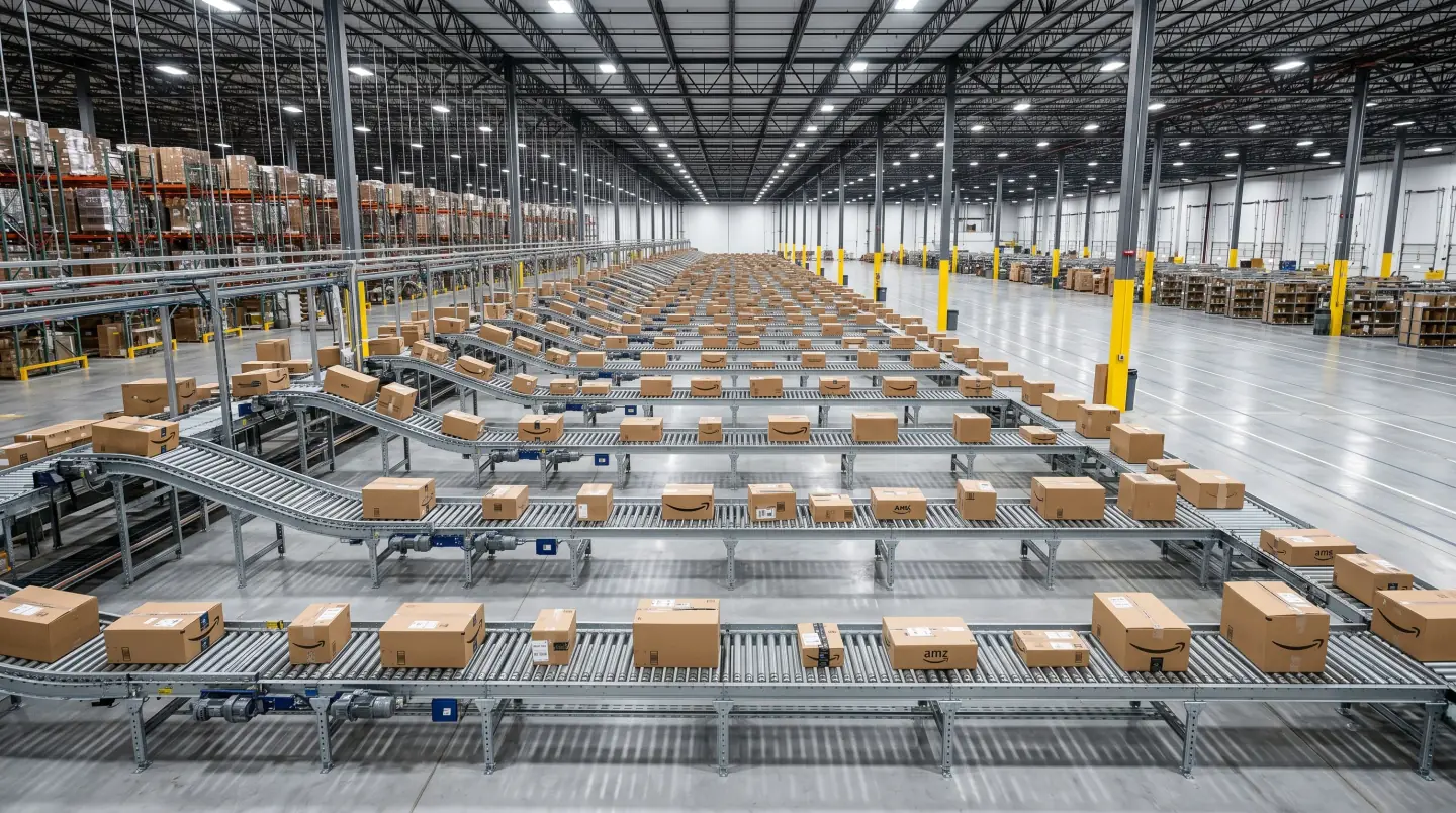 Material handling conveyor system installed in a Greater Houston warehouse
