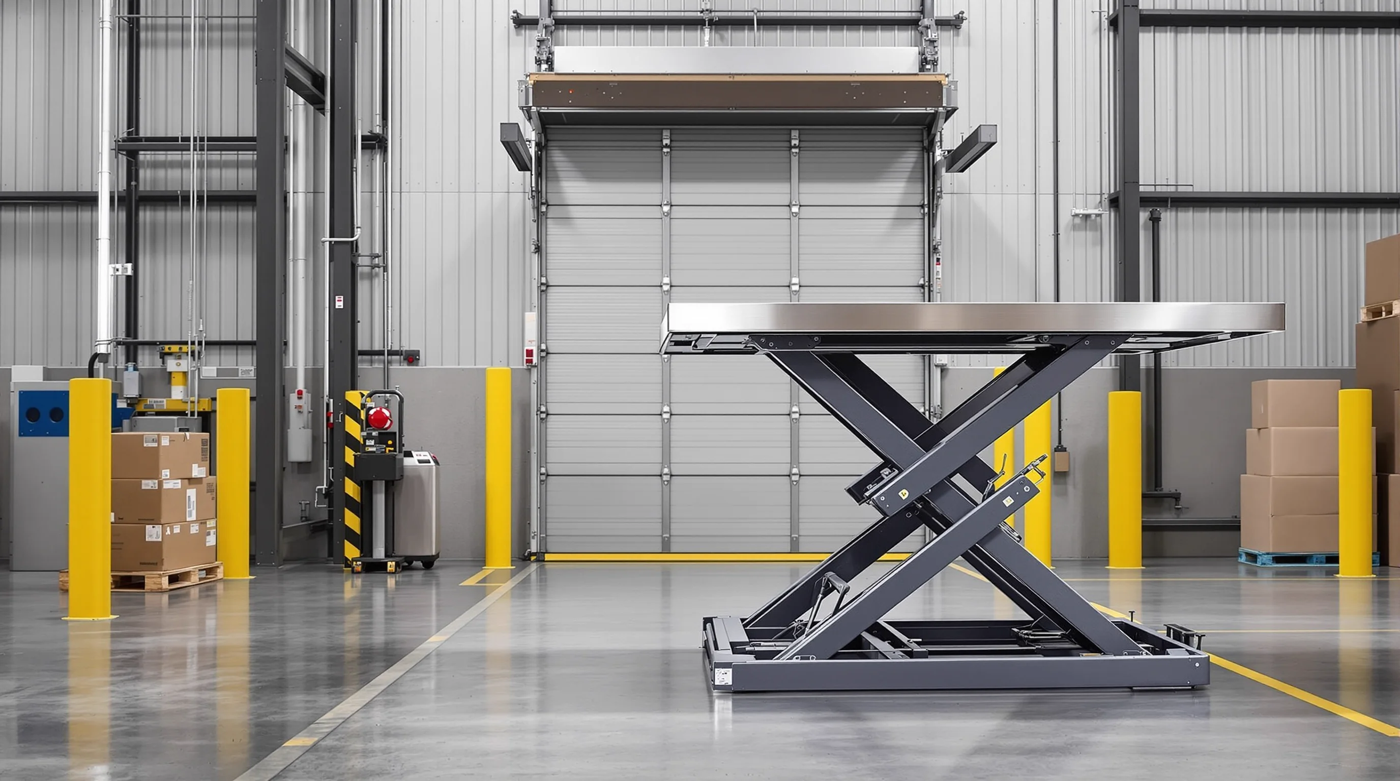 Scissor lift table supplied as part of a material handling package