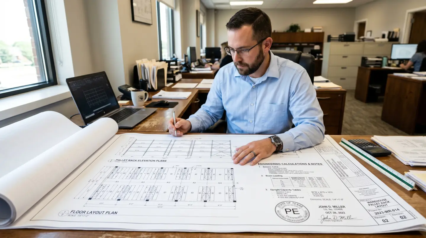 Pallet racking engineering drawings and permit documentation for Greater Houston warehouses